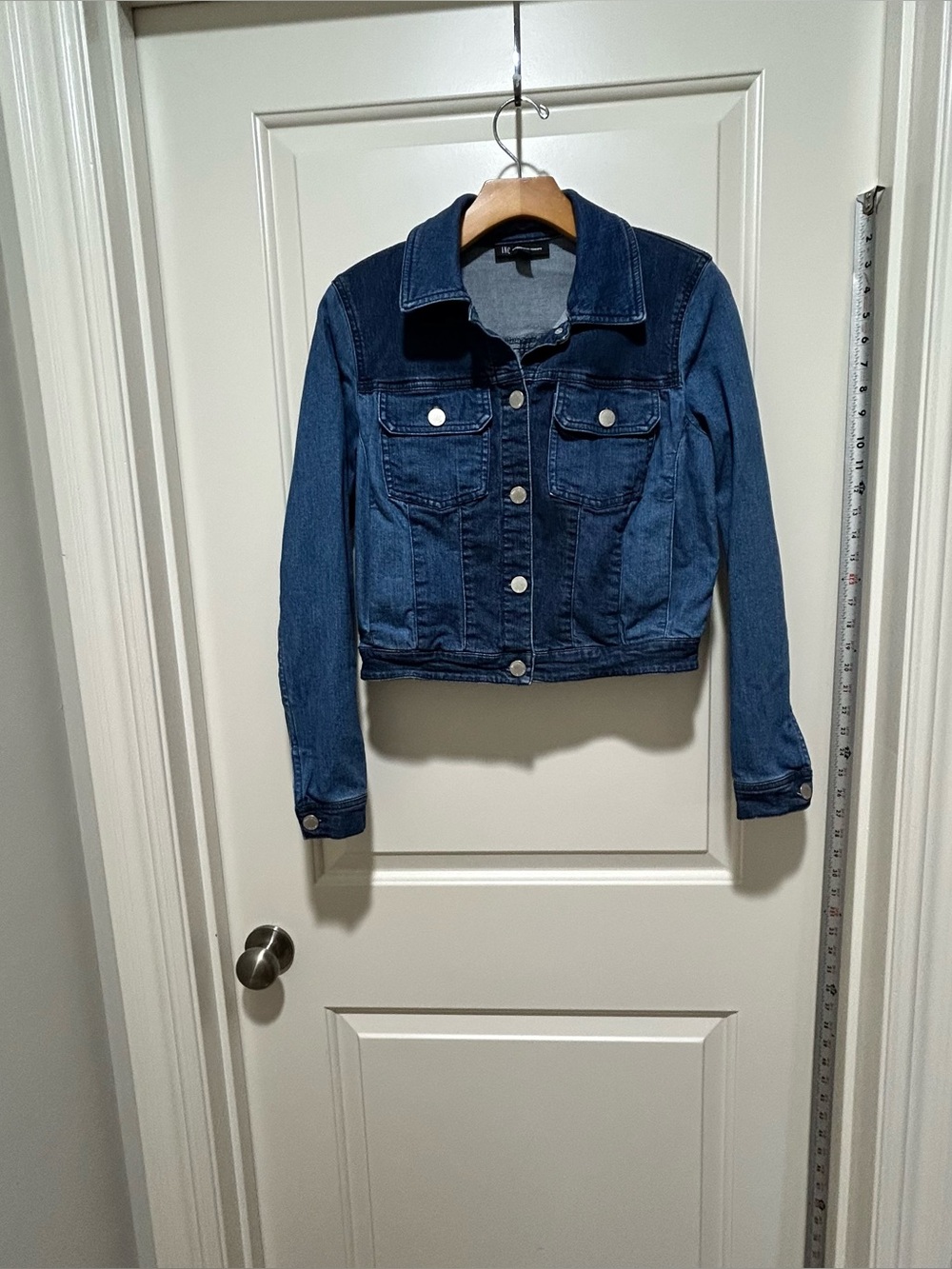 INC women’s patchwork size S Blue Denim Jean Jacket LIKE NEW. Four pockets